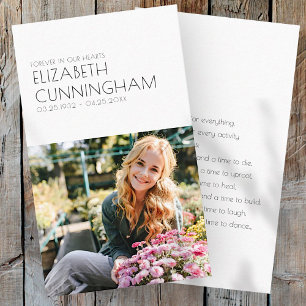 Funeral Memorial Modern Minimalist Chic Photo Business Card