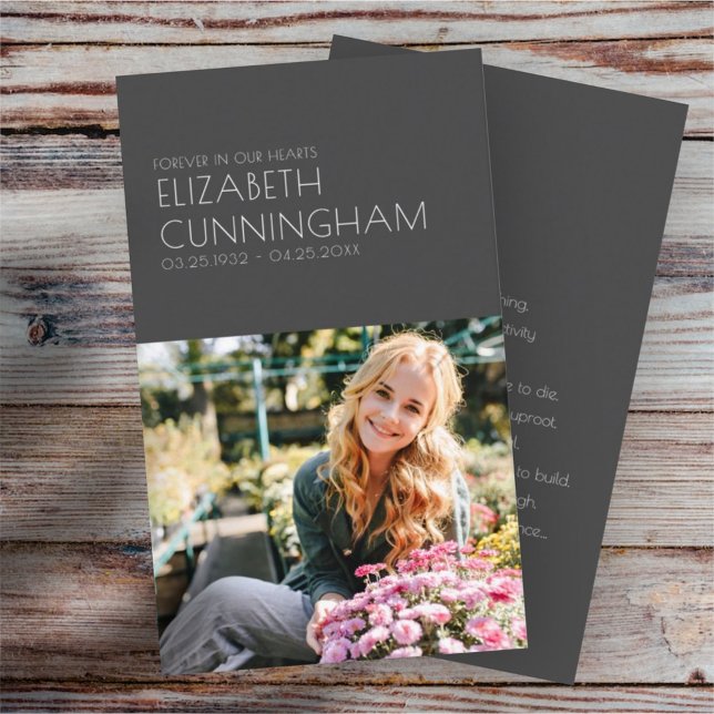 Funeral Memorial Modern Minimalist Chic Photo Business Card (Creator Uploaded)
