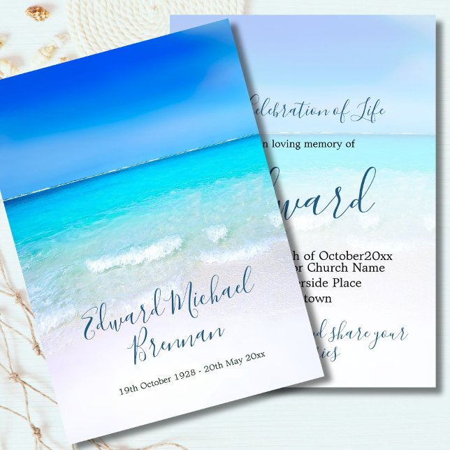 Funeral Memorial Ocean Sea Scene Invitation (Creator Uploaded)