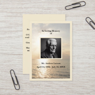 Funeral Memorial Ocean Sunrise Prayer Card 
