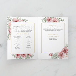 Funeral Memorial Order Of Service Floral Photo Programme