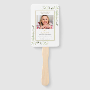 Funeral Memorial Order Of Service Greenery Program Hand Fan