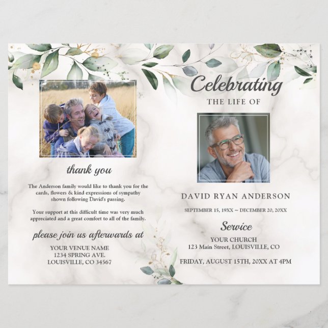 Funeral Memorial Order of Service Photos Program (Front)