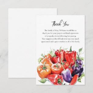 Funeral Memorial Pepper Thank You Note Card