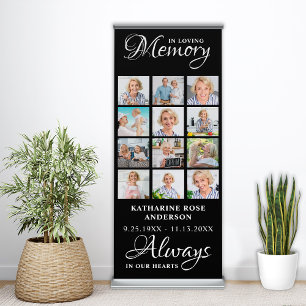 Funeral Memorial Personalised 12 Photo Collage Retractable Banner