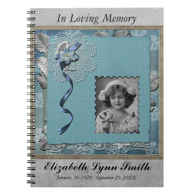 Funeral Memorial Personalised Photo Guestbook Notebook (Front)