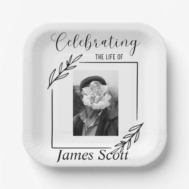 Funeral / Memorial personalized paper plate  (Front)