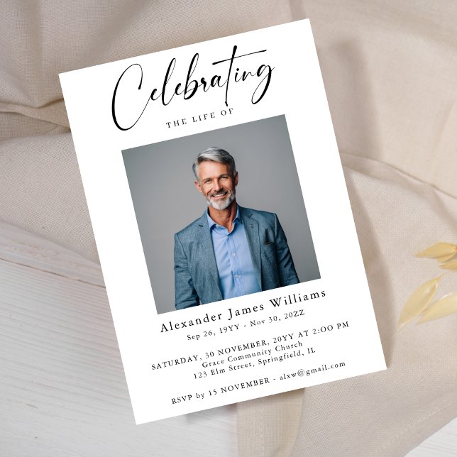 Funeral Memorial Photo Celebration of Life  Invitation (Creator Uploaded)
