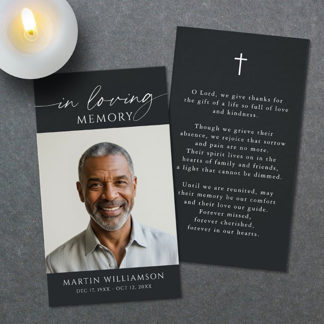 Funeral Memorial Photo Cross Simple Prayer Card (Creator Uploaded)
