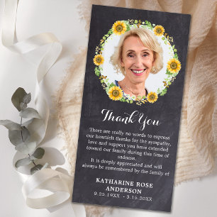 Funeral Memorial Photo Floral Chalkboard Sympathy  Thank You Card