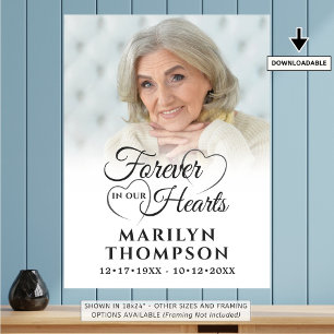 Funeral Memorial Photo FOREVER IN OUR HEARTS Poster