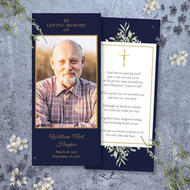 Funeral Memorial Photo Greenery Prayer Card (Funeral Memorial Photo Greenery Prayer Card)