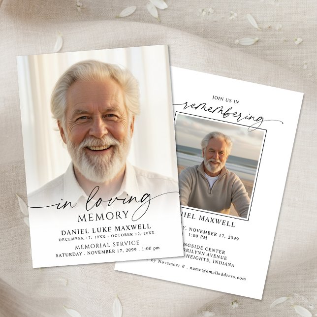 Funeral Memorial Photo In Loving Memory Invitation (Creator Uploaded)