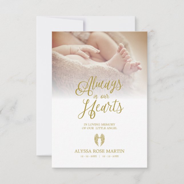 Funeral Memorial Photo Litlle Angel Wings Dear One (Front)