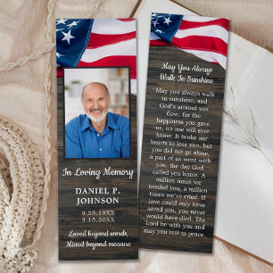 Funeral Memorial Photo Patriotic Prayer Bookmark