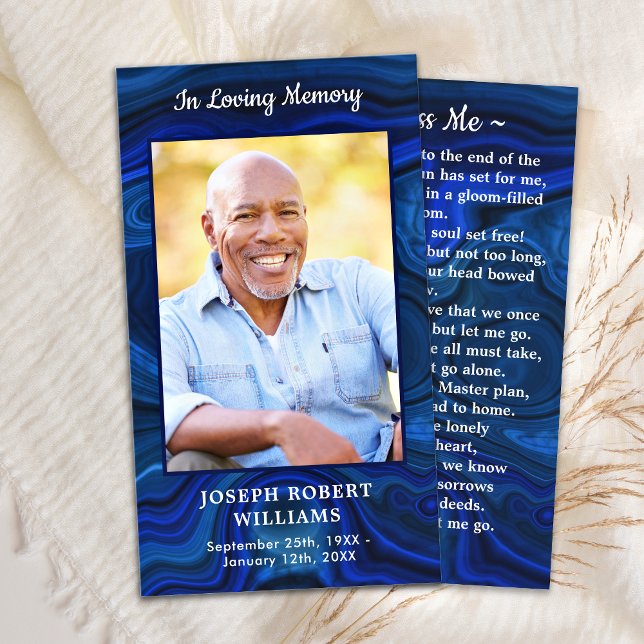 Funeral Memorial Prayer Card Blue Marble Photo (Creator Uploaded)