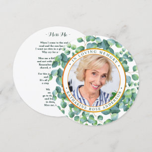 Funeral Memorial Prayer Card Eucalyptus Gold Photo