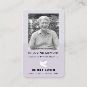 Funeral Memorial Prayer Dove Photo Card