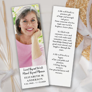 Funeral Memorial Remembrance Custom Photo Bookmark