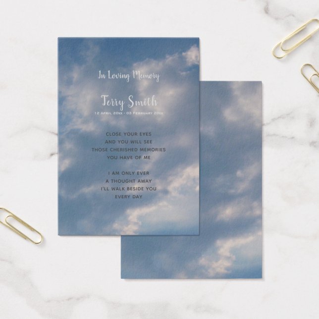 Funeral / Memorial Remembrance Prayer Card (Office)