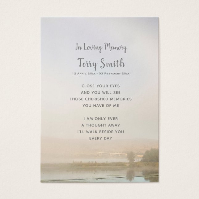 Funeral / Memorial Remembrance Prayer Card (Front)