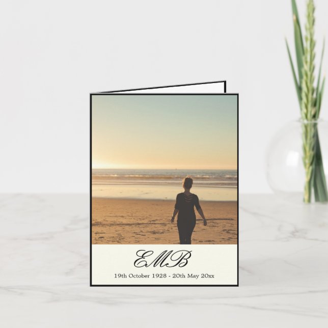 Funeral Memorial Service Monogram Photo Invitation (Front)