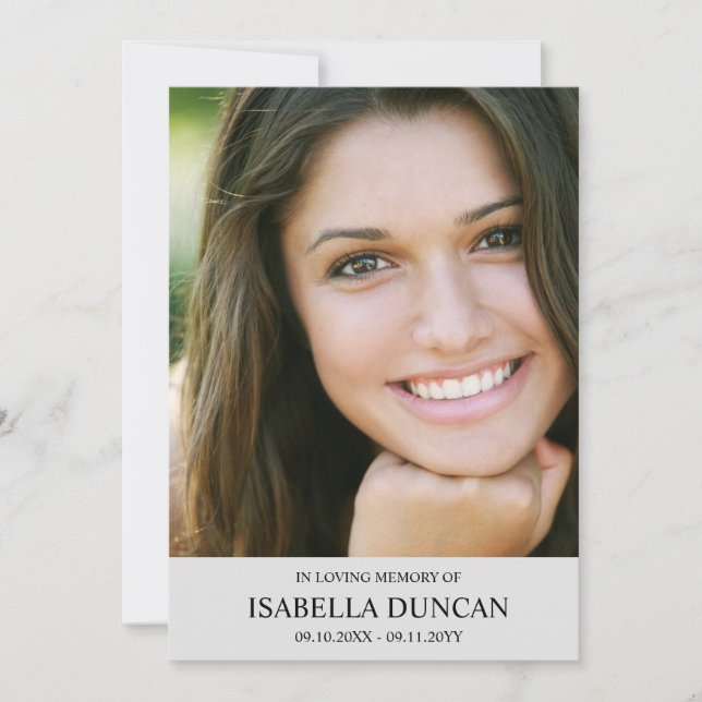 Funeral Memorial | Silver | In loving memory Photo (Front)