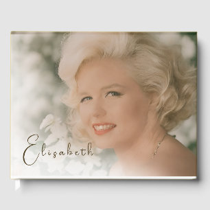 Funeral Memorial Simple Photo White Overlay  Guest Book