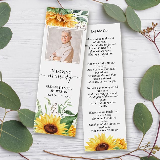 Funeral Memorial Sunflower Floral Mini Bookmark (Creator Uploaded)