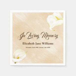 Funeral Memorial   Watercolor Lily Napkins