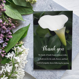 Funeral/Memorial White Lily Floral Thank You Card