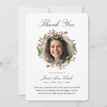 Funeral Memory Thank You Photo Card
