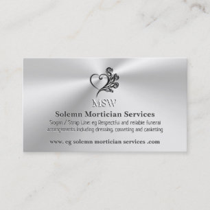Funeral Mortician Services, Heart and Roses Business Card