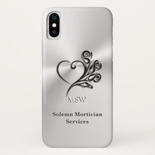 Funeral Mortician Services, Heart and Roses iPhone X Case