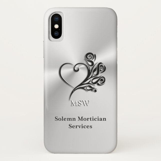 Funeral Mortician Services, Heart and Roses Case-Mate iPhone Case (Back)