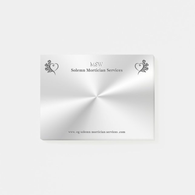 Funeral Mortician Services, Heart and Roses Post-it Notes (Front)