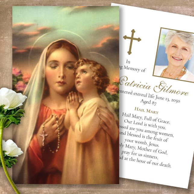 Funeral Mothers Devotion Prayer Sympathy Cards (catholic, religious, celebration of life, in loving memory of, prayer cards for bereavement)