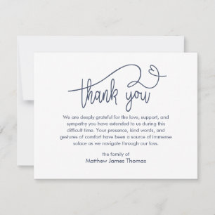Funeral Note Thank you Bereavement blue Card