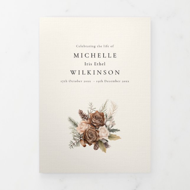 Funeral Obituary Order of Service Photo Memorial Tri-Fold Programme (Cover)