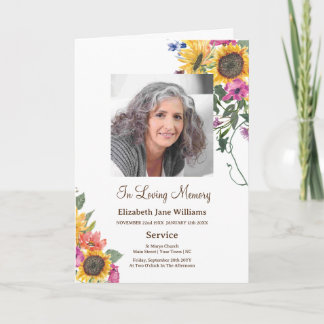 Funeral Obituary Order of Service Photo Program Card