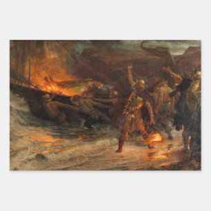 Funeral of a Viking (by Frank Dicksee) Wrapping Paper Sheet