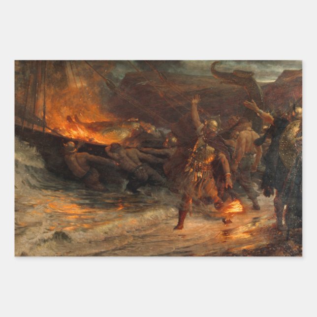 Funeral of a Viking (by Frank Dicksee) Wrapping Paper Sheet (Front)