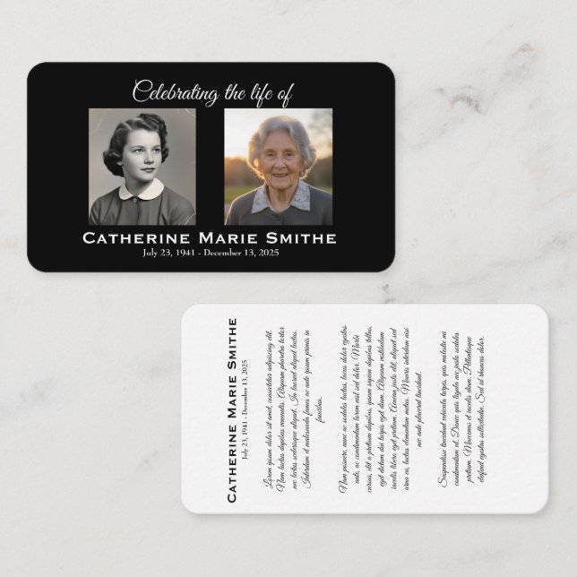 Funeral or Memorial Double Image Business Card (Front/Back)