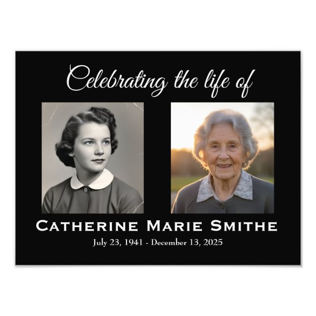 Funeral or Memorial Double Image Photo Print (Front)