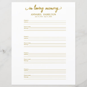 Funeral Or Memorial Guest Book Filler Page