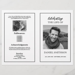 Funeral Order of Service Celebrating Black White Flyer