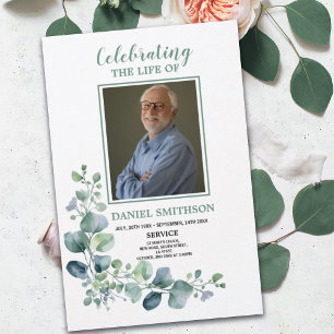 Funeral Order of Service Celebrating Life Greenery Flyer