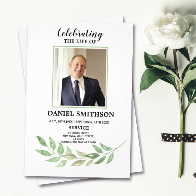 Funeral Order of Service Celebrating Life Leaf Flyer (Creator Uploaded)