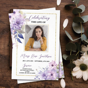Funeral Order of Service Celebration Life Purple Flyer