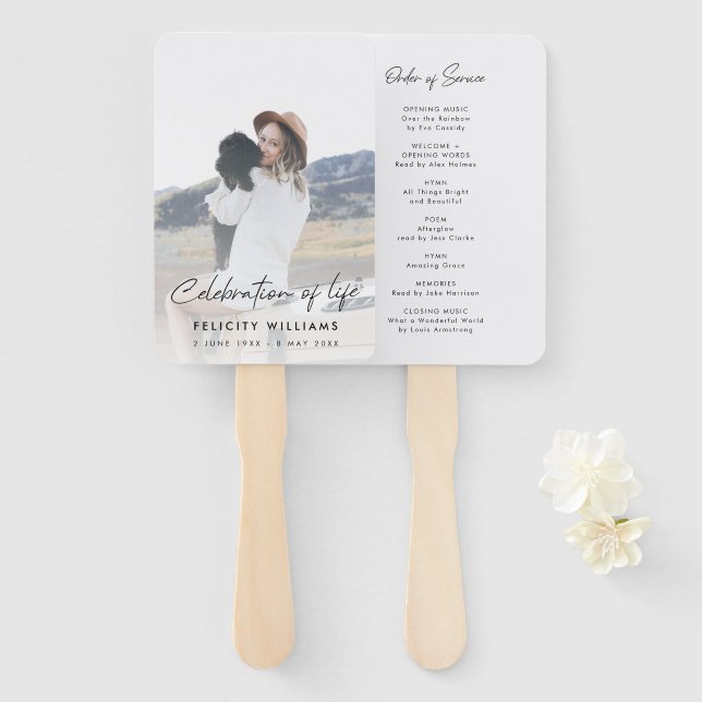 Funeral Order of Service | Celebration of Life Hand Fan (Front and Back)